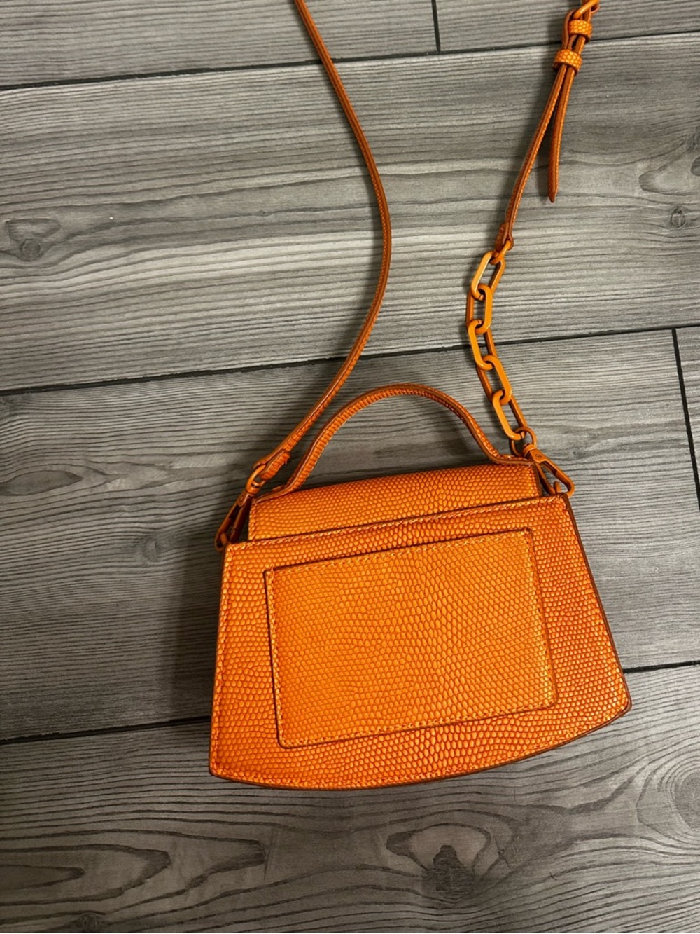 Zara Orange Embossed Crossbody Top-Handle Bag - Picture 5 of 7